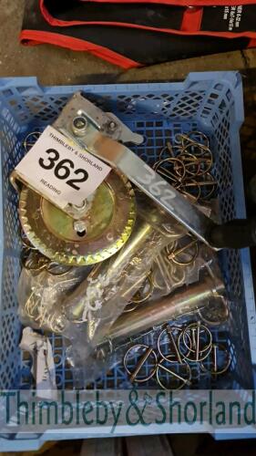 Spring pins, hitch pins and hand winch