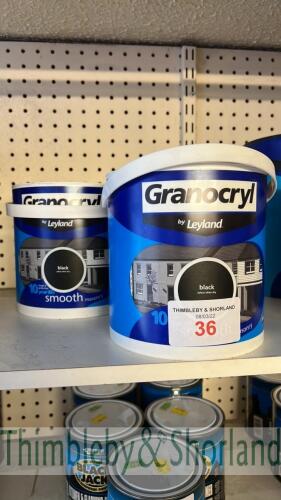 2 no 2.5L tins of Granocryl black masonry paint