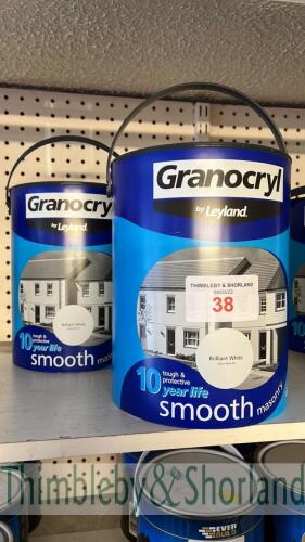 2 no 5L tins of Granocryl white masonry paint