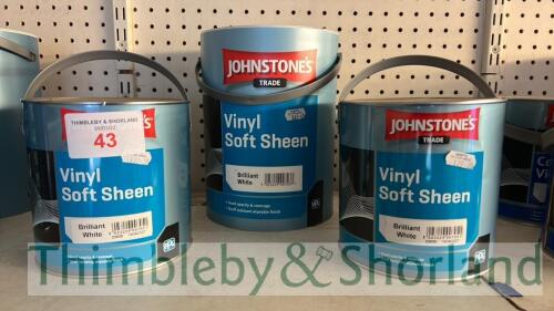 1 no 5L, 2 no 2.5L tins Johnstones soft sheen white