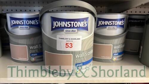 3 no 2.5L tins Johnstones paint, coffee cream