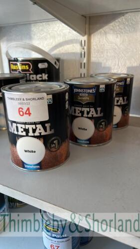 3 no 1L Johnstones white metal paint