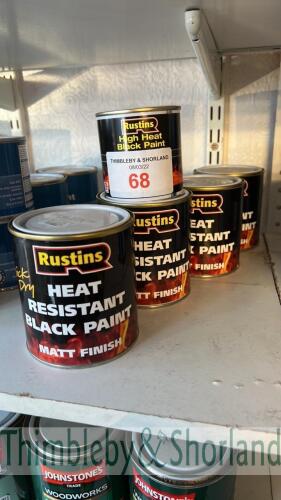 Rustins black heat resistant paint 4x 400ml, 1x 250ml