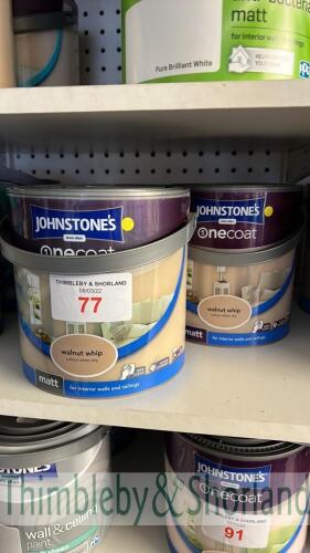 2 no tins of Johnstones 2.5L paint - walnut whip