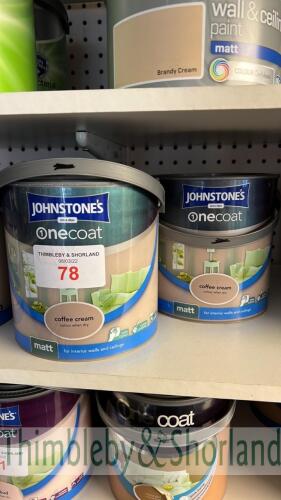 2 no tins of Johnstones 2.5L paint - coffee cream