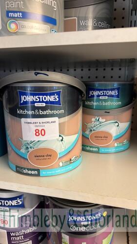 2 no tins of Johnstones 2.5L paint - sienna clay