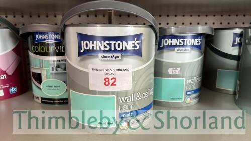 3 no tins of Johnstones 2.5L paint - Miami mint