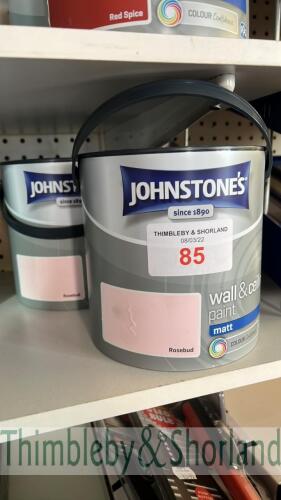 2 no tins of Johnstones 2.5L paint - rosebud