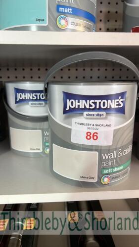 2 no tins of Johnstones 2.5L paint - China clay