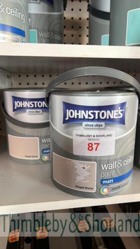 2 no tins of Johnstones 2.5L paint - chapel stone