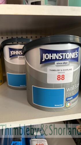 2 no tins of Johnstones 2.5L paint - waterfall