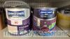 4 no tins of Johnstones 2.5L paint - chapel stone, deep amethyst, diva brandy cream