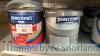 4 no tins of Johnstones 2.5L paint - rich red, moonlit sky, jade, lime crush