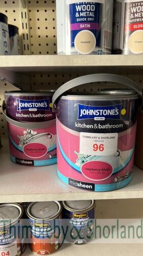 2 no tins of Johnstones 2.5L paint - raspberry blush