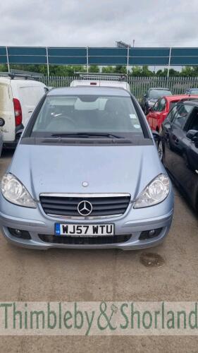 MERCEDES A150 CLASSIC SE CVT, WJ57WTU Date of registration: 06/09/2007 1498cc, Petrol,Auto, Blue Odometer reading at last MOT: 84,891 Miles MOT Expiry Date: 24/12/2020 No key, V5 available