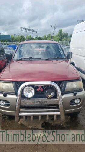 MITSUBISHI SHOGUN SPORT GLS V6 AUTO,X102GAW Date of registration:20/09/2000 2972cc, Petrol, Auto, Red/Beige Odometer reading at last MOT: 223,489 miles MOT expiry date: 10/04/2022 No key, V5 available Category C Insurance Loss 23.02.2014, VIC pass 19.09.2