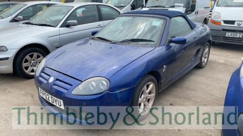 MG - FP02 DYU Date of registration: 11.06.2002 1796cc, petrol, manual, blue Odometer reading at last MOT: 97620 miles MOT expiry date: 08.06.2022 No key, V5 available