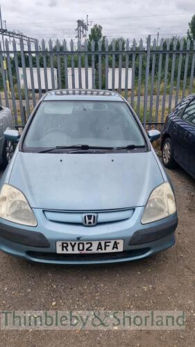 HONDA CIVIC SE - RY02 AFA Date of registration: 05.06.2002 1590cc, Manual, Petrol, Green Odometer reading at last MOT: 166900 miles MOT expiry date: 03.12.2022 No key, V5 available