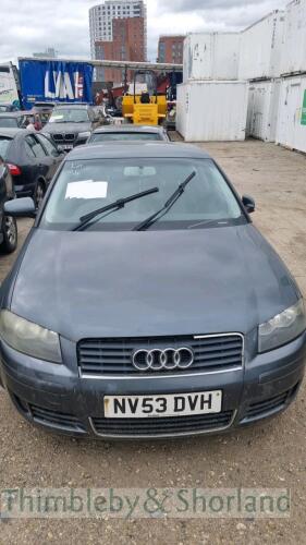 AUDI A3 TDI - NV53 DVH Date of registration: 13.11.2003 1896cc, Manual, Diesel, Grey Odometer reading at last MOT: 209013 miles MOT expiry date: 11.08.2022 No key, V5 available