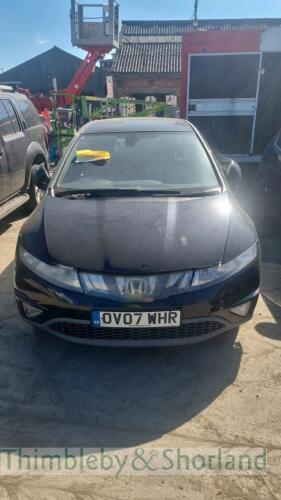 HONDA CIVIC ES I-CTDI - OV07 WHR. Date of registration: 25.04.2007. 2204cc, Manual, Diesel, Black. Odometer reading at last MOT: 164,508 miles MOT expiry date: 11.02.2022 No key, V5 available Insurance Loss Category N - 12.07.2019 Insurance Loss Catego