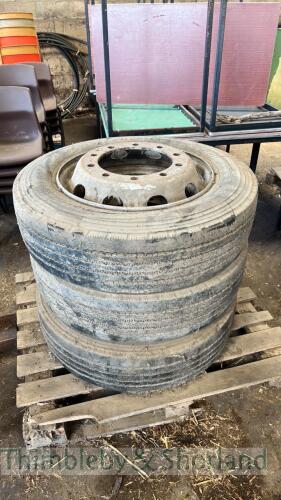 3 no 255/80R 22.5 wheels and tyres