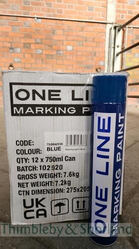 12 no 750ml cans of blue line marking paint