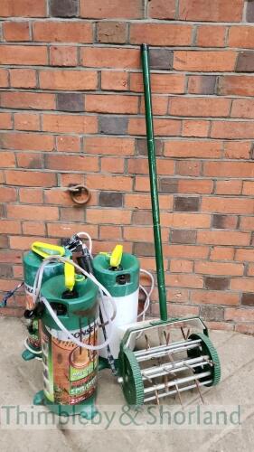 3 Ronseal fence sprayers and lawn aerator