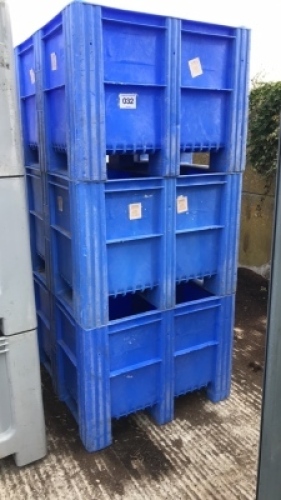 3 plastic stillage crates 120x100x73cms