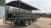 Warwick twin axle 10T trailer (2000) adapted to carry passengers, with canvas roof, steps at rear, lights, brakes, with solid, mesh and open sides. Note: the trailer is signwritten, the photographs have been edited so that the wording does not show. - 10