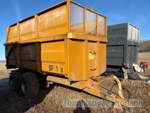 Richard Western 11 tonne Twin Axle Trailer (2013) 6mm floor, 4mm sides Silage sides, hydraulic tail gate, light guards, rear steer axle, rear hitch