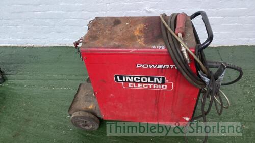 Lincoln Power Tec 191C mig welder single phase 240v with mig torch, gas hose, earth lead and clamp, Parweld head shield, mains plug