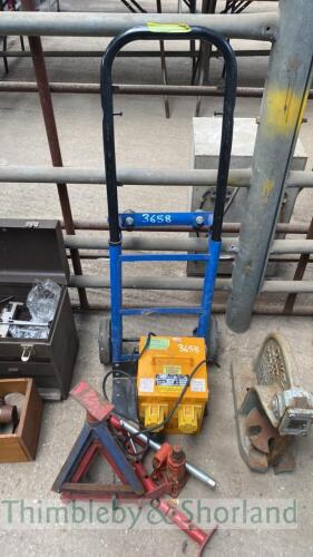 Axle stands, transformer, sack barrow