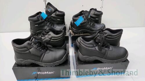 4 pairs of Proman safety boots - size 8