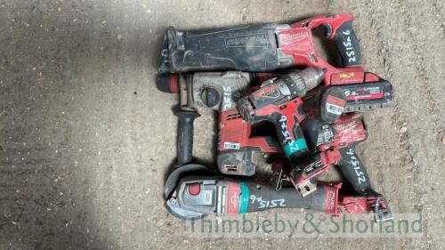 6 Milwaukee cordless tools