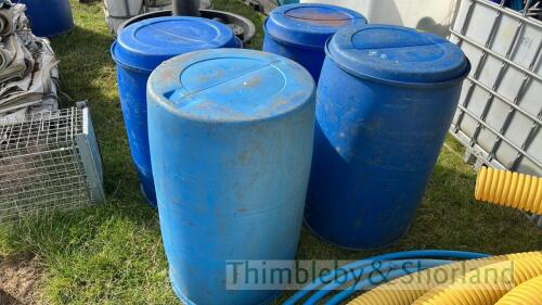 4 plastic barrels