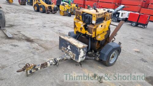 Terex pedestrian roller and trailer