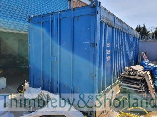 20 x 8ft steel sea container - collection by appointment when room is available, not before 1st July, purchaser to arrange own loading facilities