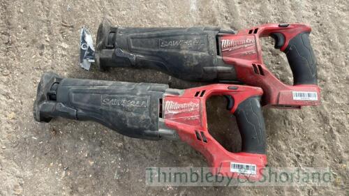 2 Milwaukee cordless reciprocating saws