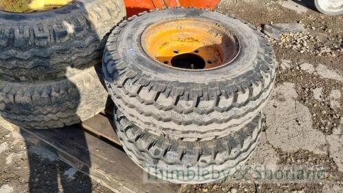 Pair of tractor trailer wheels and tyres 10.0/75-15.3 - good tread