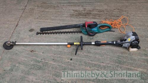 Bauker petrol strimmer and Bosch 240v hedge trimmer