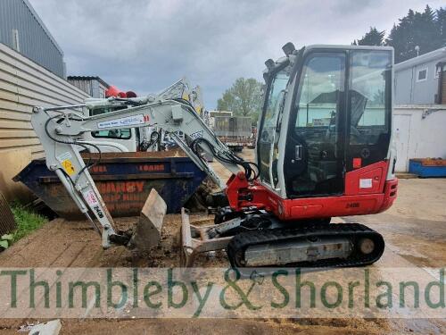 Takeuchi TB230 mini digger (2016) .1753 hrs Long arm, cab, rubber tracks, blade, offset, piped, QH, 4 buckets. Complete with original purchase documentation. Current LOLER certificate.
