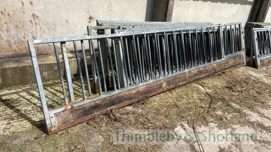 14 feed sheep barriers with 4 gates, with 6 posts and pins, 14ft 6in x 2, 10ft x 12