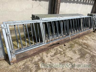 14 feed sheep barriers with 4 gates, with 6 posts and pins, 14ft 6in x 2, 10ft x 12