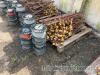 Approx 100 metal electric fencing stakes, 6 straining posts, 11 reel of wire