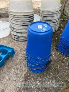 10 blue milk buckets