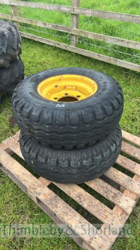 Pair of 11.5/80 15.3 6 stud implement wheels and tyres