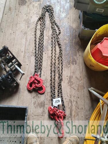 3T, 4 leg chain sling - 3m adjustable c/w latch hooks