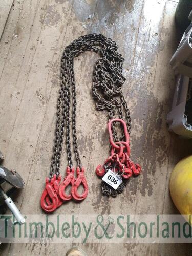 3T, 4 leg chain sling - 3m adjustable c/w latch hooks