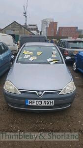 VAUXHALL CORSA ACTIVE 12V - RF03 RXH. Date of registration: 28.06.2003. 973cc, Manual, Petrol, Silver. Odometer reading at last MOT: 63,566 miles. MOT expiry date: 31.01.2024. No key, V5 available.