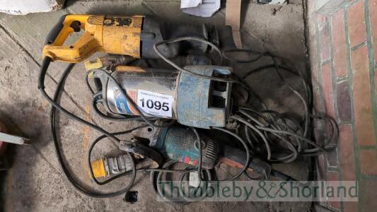 Angle grinder, reciprocating saw and pump